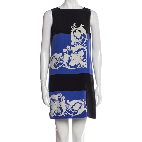 TIBI blue and black color block silk mini sleeveless sheath dress. Womens size 2 - Picture 7 of 7